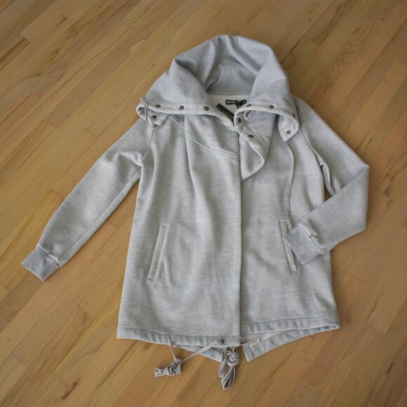 Blank NYC Women's Salt and Pepper Open Convertible Collar Sweatshirt Jacket - Picture 1 of 13